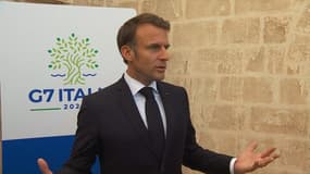 Le président de la République Emmanuel Macron lors du G7 en Italie, le 13 juin 2024.