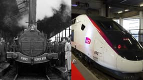 Inaugurée en 1853 la première ligne Paris-Bordeaux (la photo de gauche est une reconstitution de 1953) reliait à l'époque les deux villes en 14 heures.