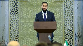 Le président intérimaire Ahmed al-Sharaa s'exprimant à Damas le 29 mars 2025.