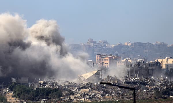 Smoke billows following an Israeli attack on the Gaza Strip on November 20, 2023.