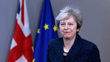 La Première ministre Theresa May après sa rencontre avec le Président du Conseil européen à Bruxelles jeudi 7 février