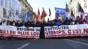 La tête du cortège parisien contre la réforme des retraites le 7 février 2023