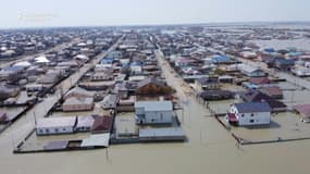 Zone inondée dans le nord-ouest du Kazakhstan, le mercredi 10 avril 2024