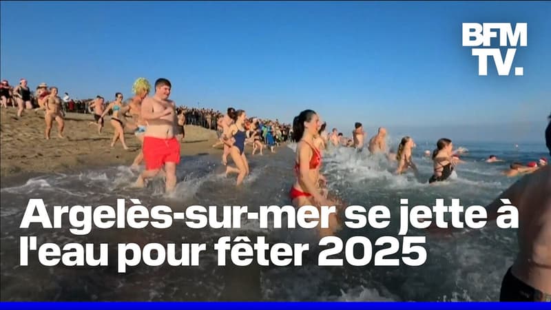 Les Argelésiens célèbrent 2025 avec le célèbre bain du Nouvel An