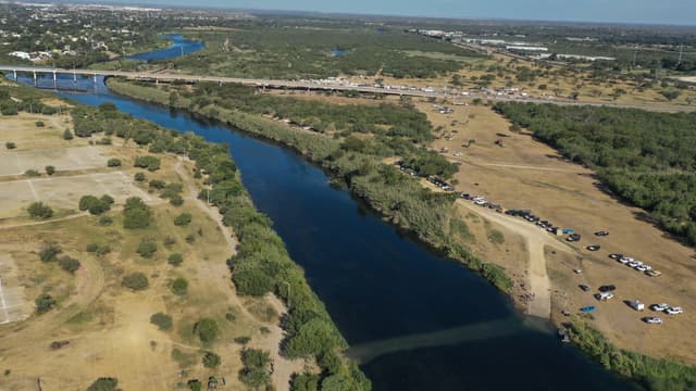 Le Rio Bravo près de la ville d'Acuña au Mexique le 24 septembre 2021