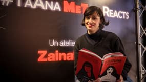 Zainab Fasiki, dessinatrice marocaine et militante des droits de la femme avec son dernier livre intitulé "Hshouma". 