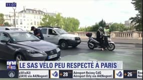Le sas vélo peu respecté à Paris