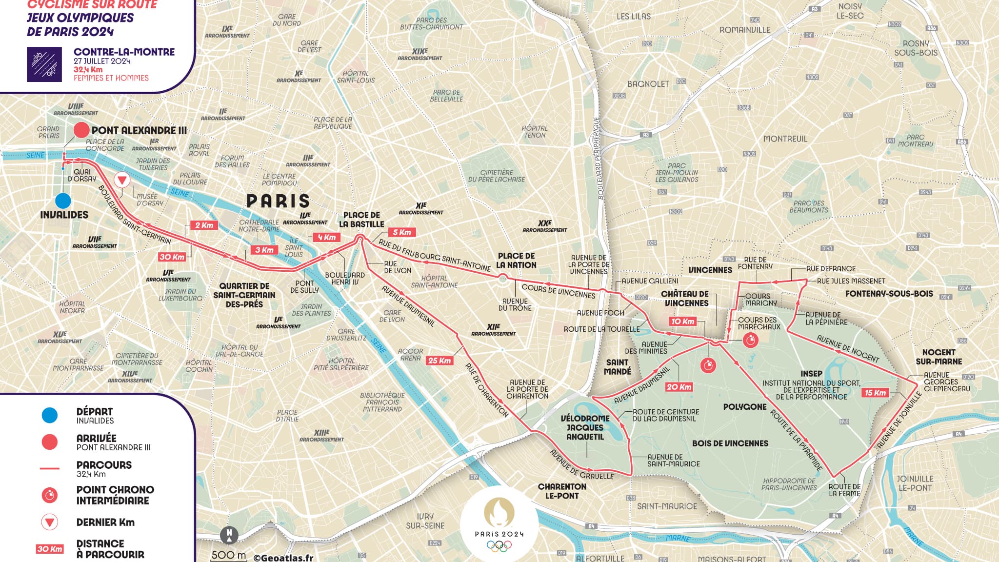 JO 2024: Parcours du contre la montre cycliste homme et femme JO 2024: Parcours du contre la montre cycliste homme et femme