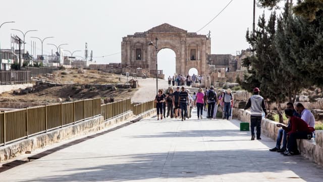 La scène de l'attaque sur le site archéologique et touristique de Jerash, en Jordanie, le 6 novembre 2019.