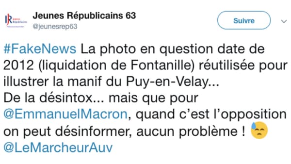 Le Tweet des Jeunes Républicains du Puy-De-Dôme