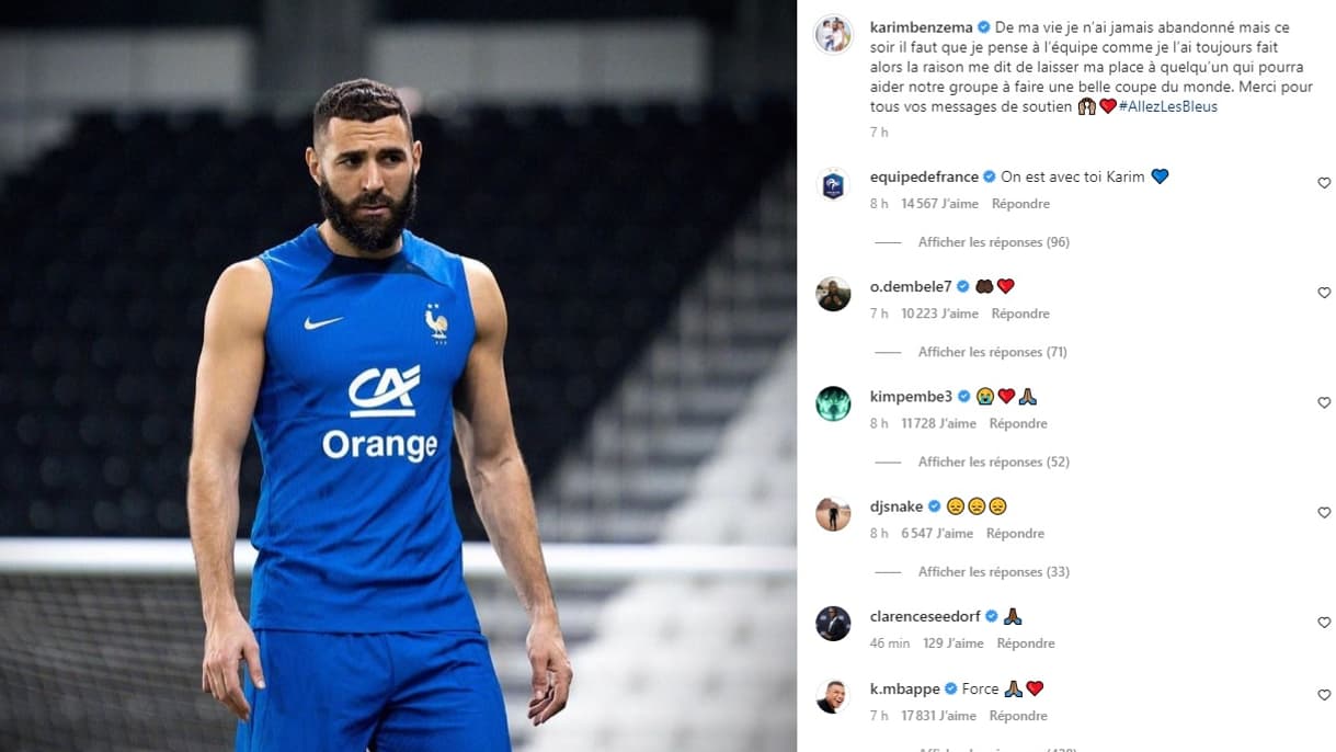 Le message Instagram de Benzema