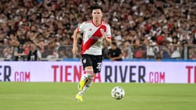 Franco Mastantuono lors de River Plate-Argentinos Juniors (1-1), le 28 janvier 2024