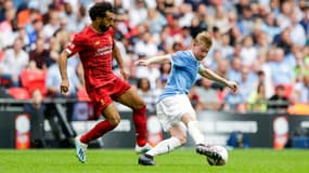 Mohamed Salah et Kevin De Bruyne lors d'un match de Premier League entre Liverpool et Manchester City - le 04/08/2019