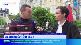 Incendie à la cathédrale de Rouen: le lieutenant-colonel Éric Tirelle, chef du groupement territorial Sud du SDIS de Seine-Marititme, explique qu'il "n'y a pas du tout de dégâts" sur la structure