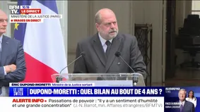 "Je ne suis pas venu ici pour faire carrière": les mots d'Éric Dupond-Moretti, ministre de la Justice sortant