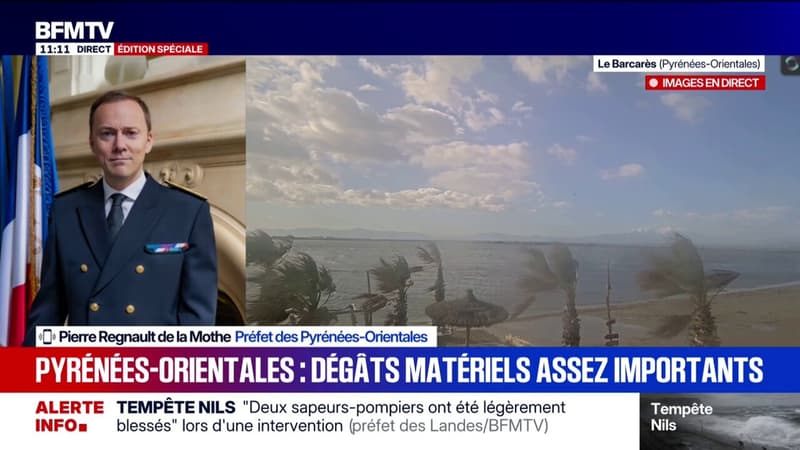 Tempête Nils: "J'ai recommandé à toute la population des Pyrénées-Orientales de rester à l'abri", indique le préfet du département