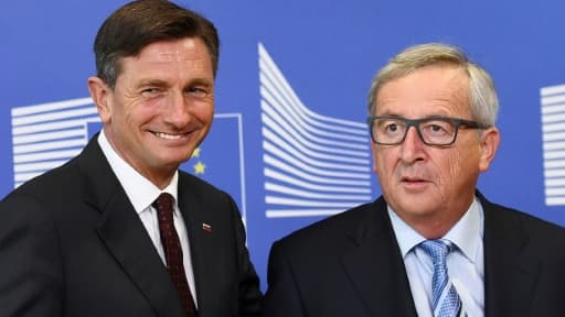 Le président slovène  Borut Pahor et le président de la Commission européenne le 20 octobre 2015 à Bruxelles