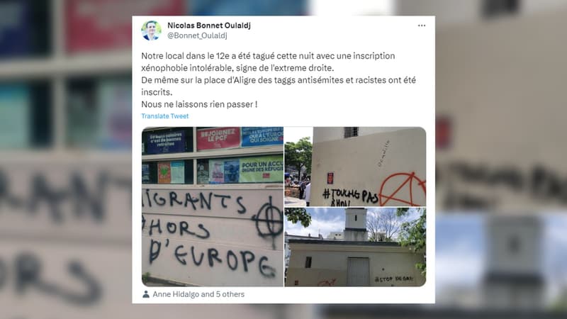 Paris: des tags xénophobes découverts sur la permanence du Parti communiste...
