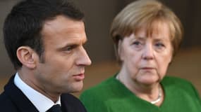 Emmanuel Macron et Angela Merkel le 23 février 2018 lors d'un sommet européen
