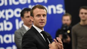 Emmanuel Macron en visite à Roubaix le 13 novembre 2017.