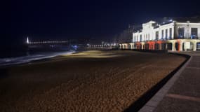 La Grande plage à Biarritz, la nuit du 16 janvier 2021. PHOTO D'ILLUSTRATION