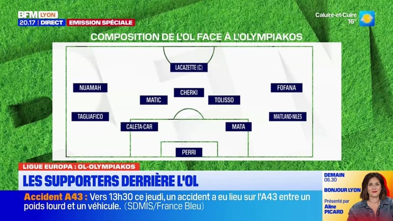 Football: la composition d'équipe de l'OL dévoilée face à l'Olympiakos