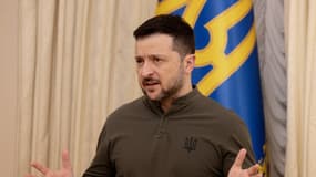 Le président ukrainien Volodymyr Zelensky s'exprime lors d'une conférence de presse à Kiev le 10 février 2025.