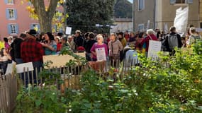 Près d'une centaine de personnes se sont réunies devant le tribunal de Digne-les-Bains ce mardi 14 novembre en soutien à deux militantes de Cruis. 