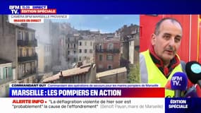 Effondrement d'un immeuble à Marseille: "105 pompiers et 38 véhicules" sont toujours mobilisés, affirme le commandant Guy
