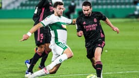Lucas Boye et Dani Carvajal lors du match Elche-Real Madrid, le 30 décembre 2020