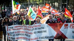 Manifestation pour les salaires et l'emploi, à Nantes, le 5 octobre 2021