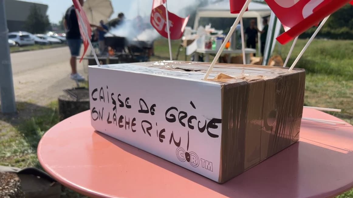 La caisse de grève des salariés de Clestra, en grève depuis début juillet 2023.