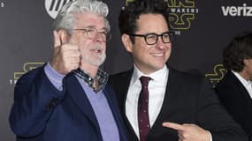 George Lucas et J. J. Abrams à l'avant-première de "Star Wars", en décembre 2015. 