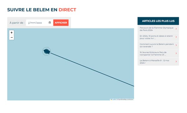 Le site de la fondationbelem.com permet de suivre le trajet du Belem. 