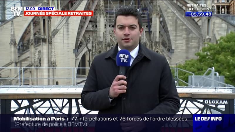 Retraites: le parvis de Notre-Dame a été évacué avant la visite d'Emmanuel Macron