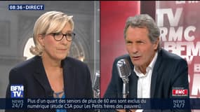 Marine Le Pen face à Jean-Jacques Bourdin en direct