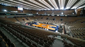 Le court central de Roland-Garros lors du match de basket entre Paris et Monaco, le 16/10/2022