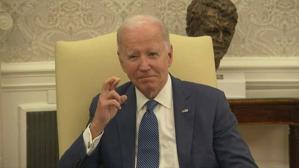 Joe Biden à la Maison Blanche, le 6 juin 2023, alors qu'il est interrogé sur l'éventualité d'un succès militaire de l'Ukraine. Joe Biden à la Maison Blanche, le 6 juin 2023, alors qu'il est interrogé sur l'éventualité d'un succès militaire de l'Ukraine.