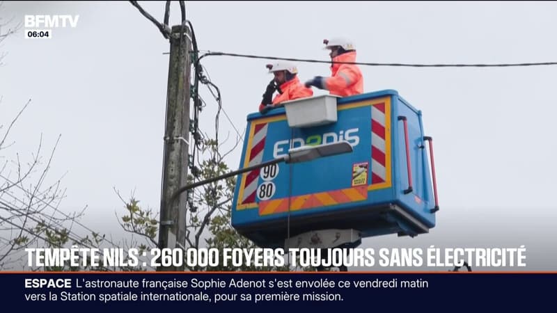 À cause de la tempête Nils, 260.000 foyers sont toujours privés d'électricité