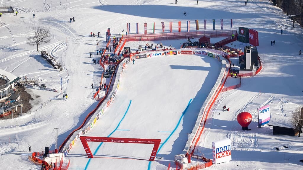 Le bas de la piste de Kitzbühel