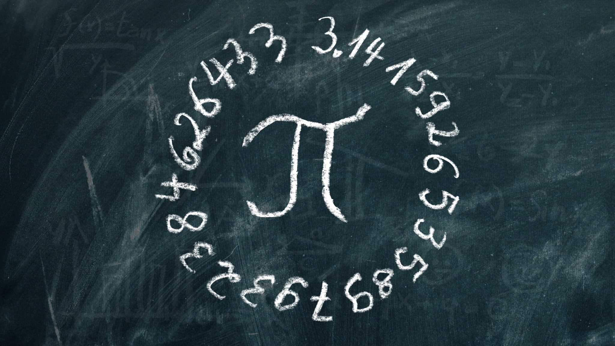 Pi et ses décimales sur un tableau d’école (illustration) Pi et ses décimales sur un tableau d’école (illustration)
