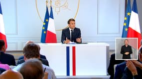 Le président de la République Emmanuel Macron, le 25 avril 2019 lors de sa conférence de presse à l'Elysée. 