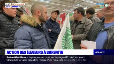 Barentin: une dizaine d'aviculteurs ont mené une action dans un supermarché 