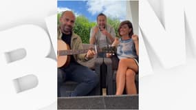 Sébastien Gourseyrol et Jérémy Pauly, membres historiques de Trois Cafés Gourmands, aux côtés de la nouvelle chanteuse Julie Santamas