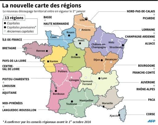 La nouvelle carte des régions La nouvelle carte des régions