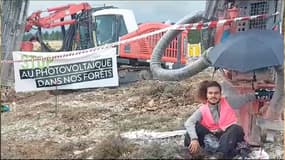 Des militants étaient sur le site des travaux du parc photovoltaïque à Cruis (Alpes-de-Haute-Provence) ce mercredi matin.