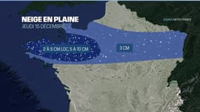 Prévisions météorologique concernant la neige pour le jeudi 15 décembre 2022