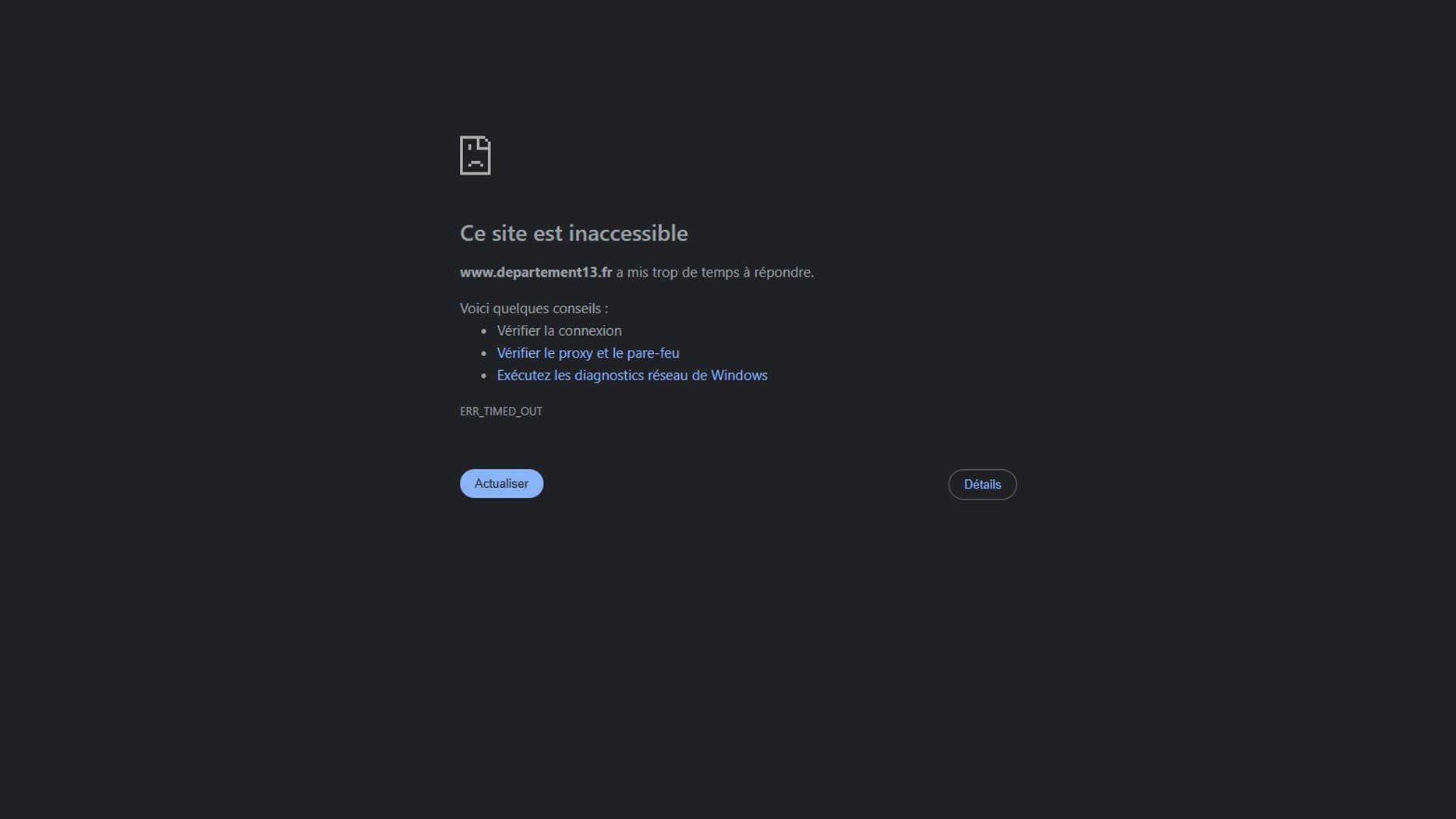 Le site du département des Bouches-du-Rhône inaccessible après une cyberattaque le lundi 10 mars 2025.