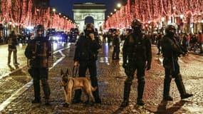 Des agents des forces de l'ordre le 22 décembre 2018 sur les Champs-Elysées. (Photo d'illustration)