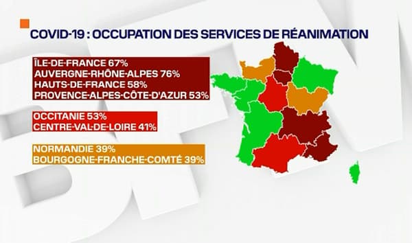 L'occupation des services de réanimation le 26 octobre 2020 L'occupation des services de réanimation le 26 octobre 2020